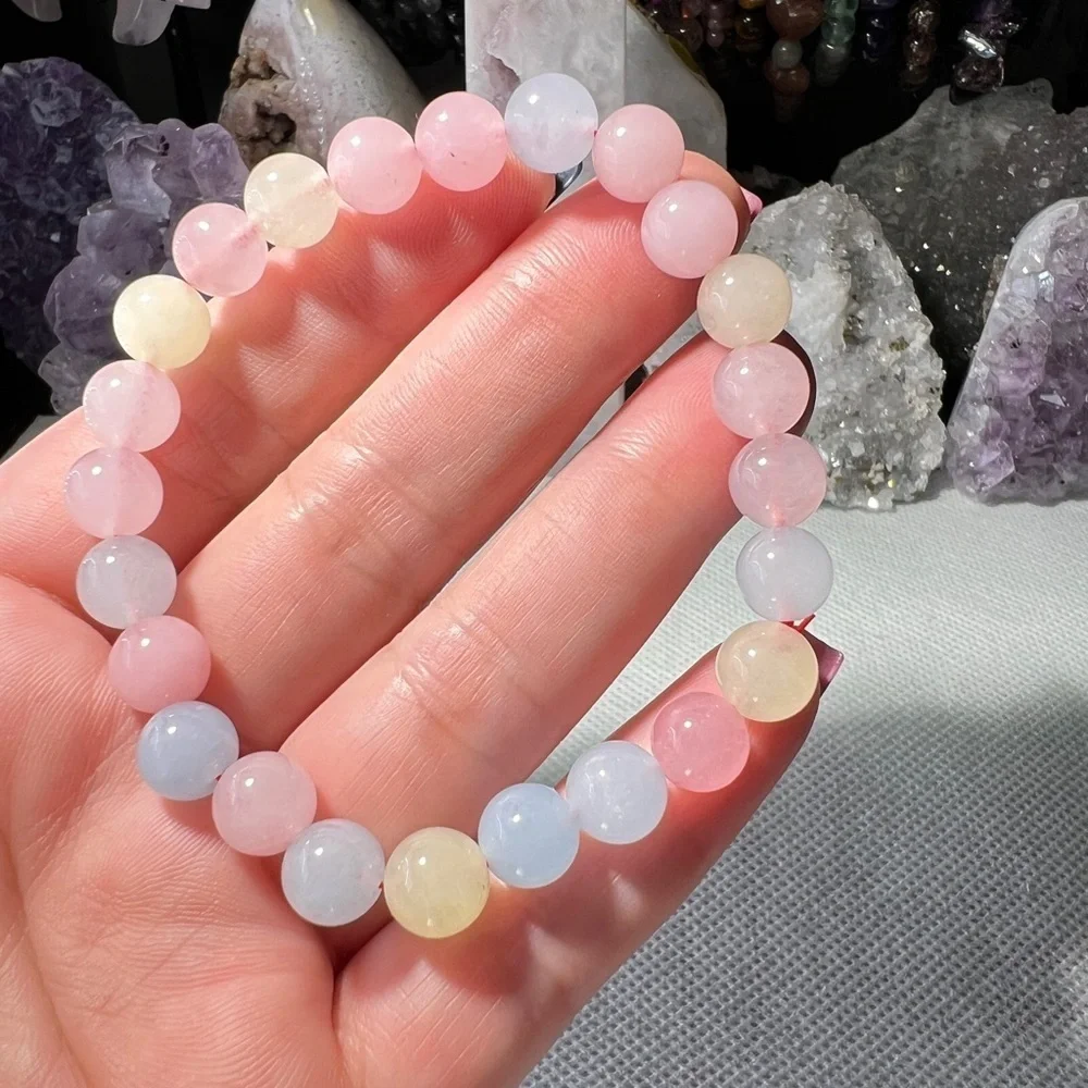 8MM Morganite Multicolor Beaded Bracelet 6.5